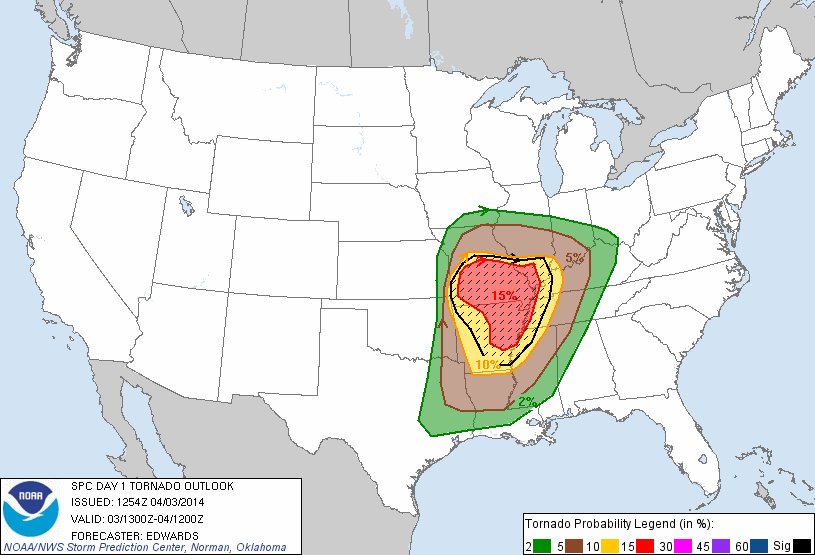 A moderate risk for the area today.