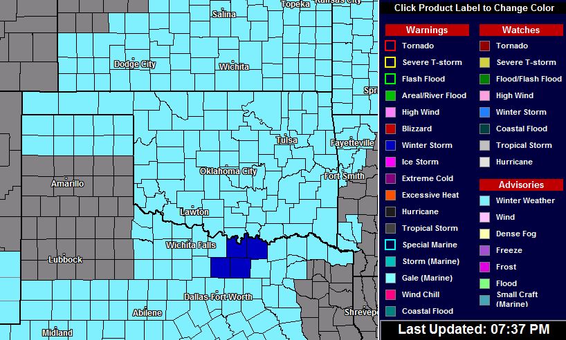 Oklahoma advisory map