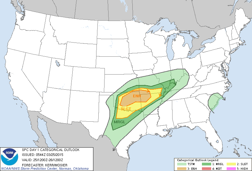 Severe storm potential for today (NWS 6:44am)