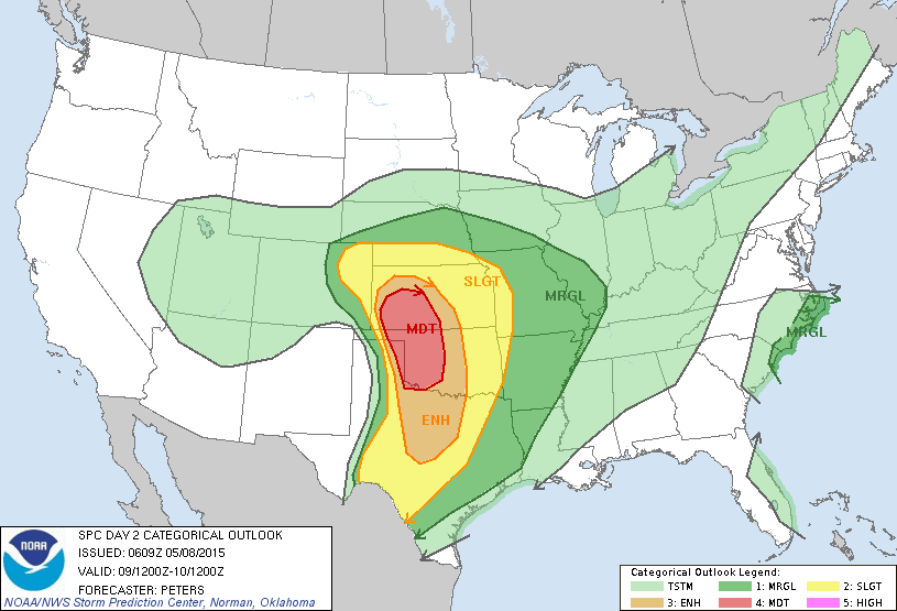 SPC outlook for Saturday.